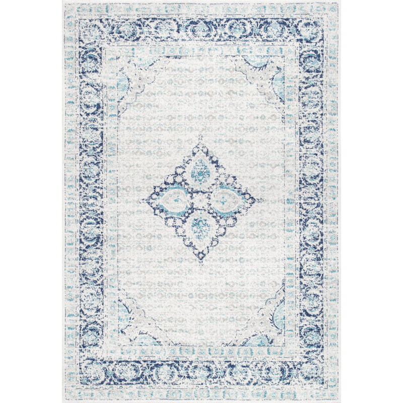Tapis oriental bleu clair Arkins, Rectangulaire 3 pi x 5 pi