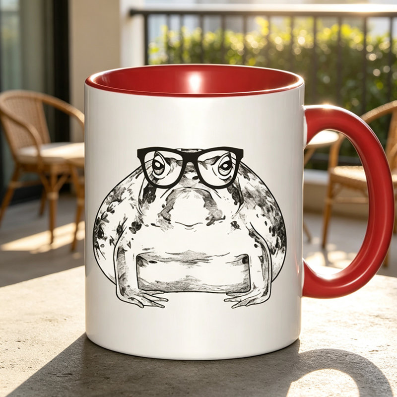 1pc Cute Desert Rain Frog with Glasses Frog Lover's Ceramic Coffee Mug Coffee Cup Tea Mug Birthday Gift Reading.