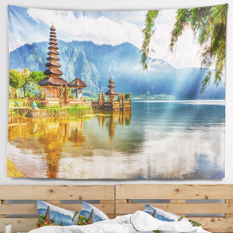 Photographie pura ulun danu tapisserie Cityscape, H 68 po x l 80 po