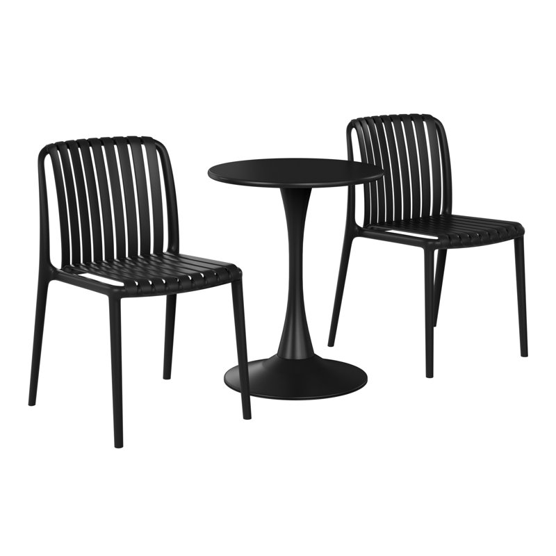 Ensemble repas d'extérieur rond, Noir