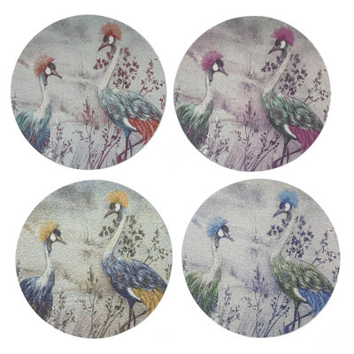 Sous-verres ronds en cuir Crane