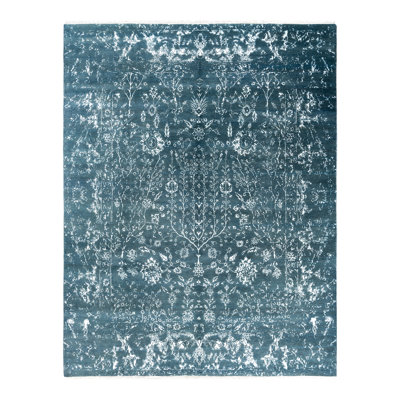 Tapis unique noué à la main Brazier - vert, 7 pi 10 po x 10 pi 3 po