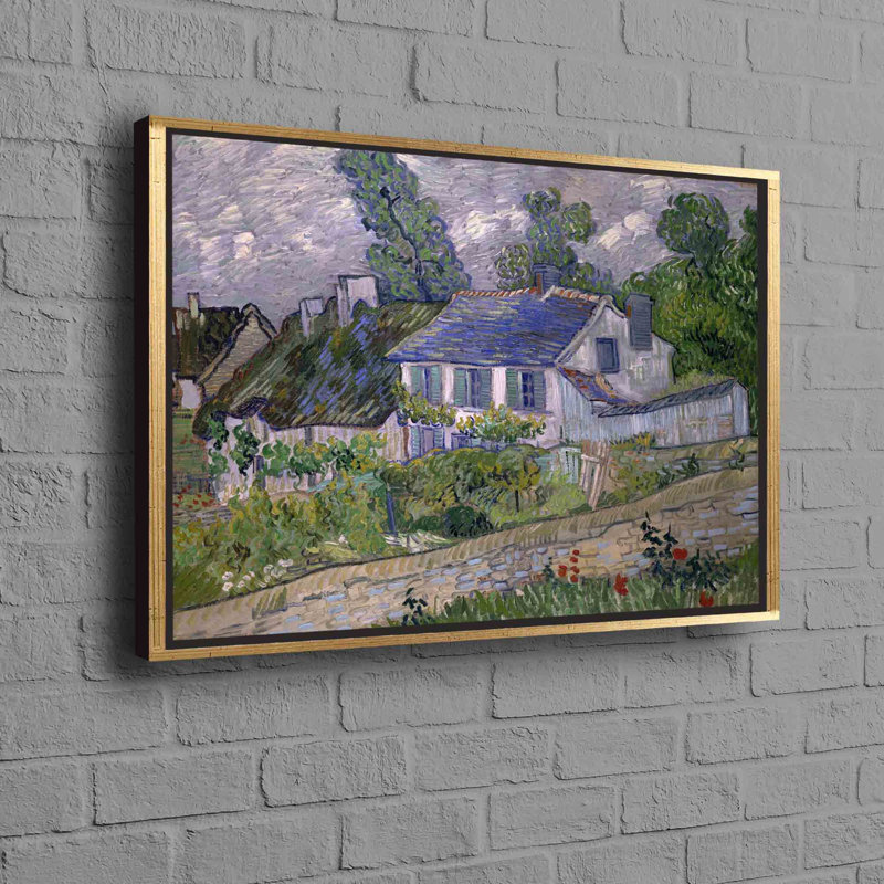Reproduction of Vincent Van Gogh's Houses at Auvers Art Canvas Depicting a Captivating Village View Ideal for Wall Decor or Aesthetic Home Accents