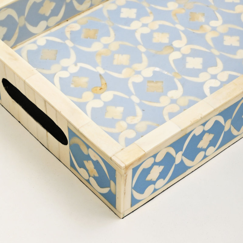 Floral Bone Inlay Serving Tray