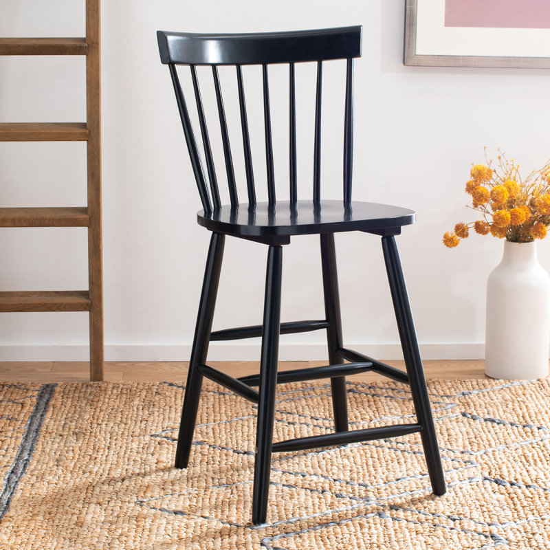Stacee Solid Wood Counter Stool, Black, Counter Stool (24" Seat Height)