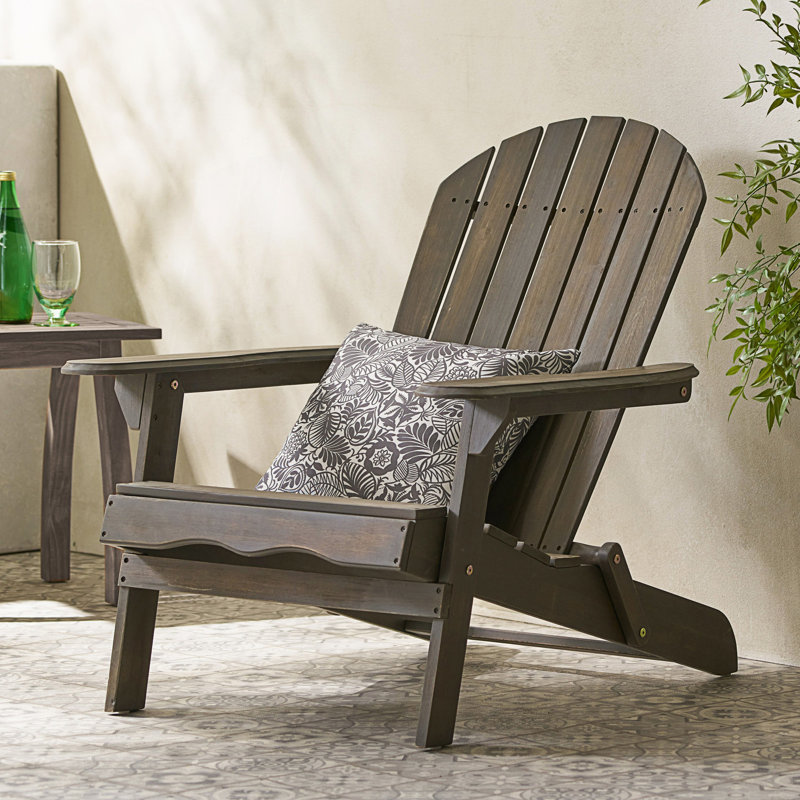 Rustic Adirondack Chair With Foldable Design, Gray