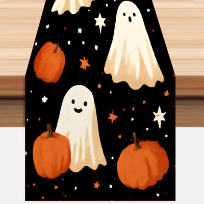 Halloween Table Runner 13x72 Inch, Cute Ghost Pumpkin Table Runner Decor | Table Runner Decorations for Holiday Home Style Table Decor Halloween Party
