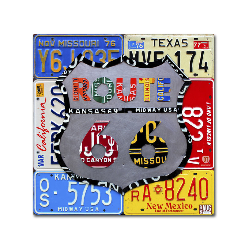 Enseigne route 66, impression sur toile tendue, H 18 po x l 18 po x P 2 po
