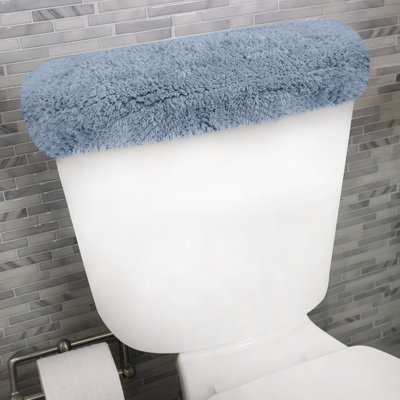Couvercle de réservoir de toilette 100% coton en peluche avec ajustement élastique, décor décoratif doux pour salle de bain, 10 po x 22 po