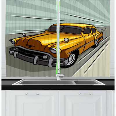 Cars 2 Piece Kitchen Curtain