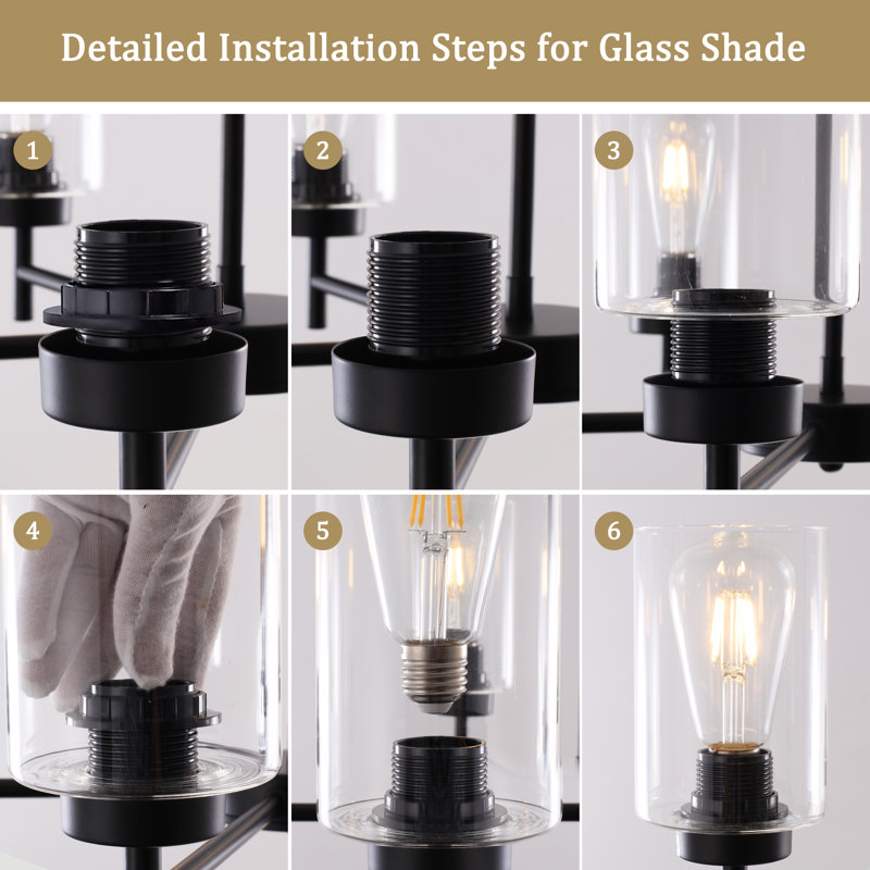 5 - Light Dimmable Kitchen Island Chandelier, Black