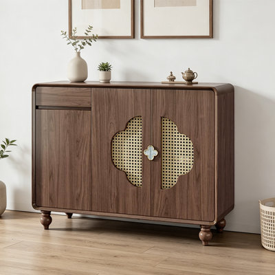 Retro Nut-Brown Solid Wood Sideboard