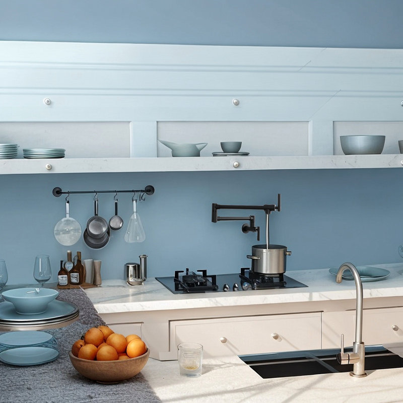 Robinet remplisseur de pot - Robinet d'évier de cuisine mural pliant extensible avec un trou et deux poignées, Noir