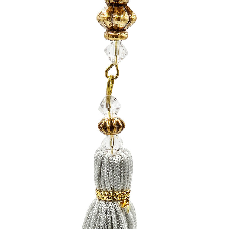 9" Long Acrylic Drop with Polyester Tassel Hanging Ornaments - Set of 12 - Clear/Silver