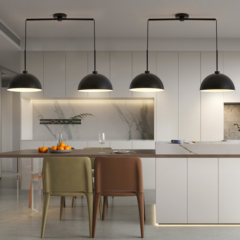 Luminaire suspendu de 41 po moderne noir - Plafonnier réglable avec finition mate pour salle à manger, cuisine, salon, égouttoir