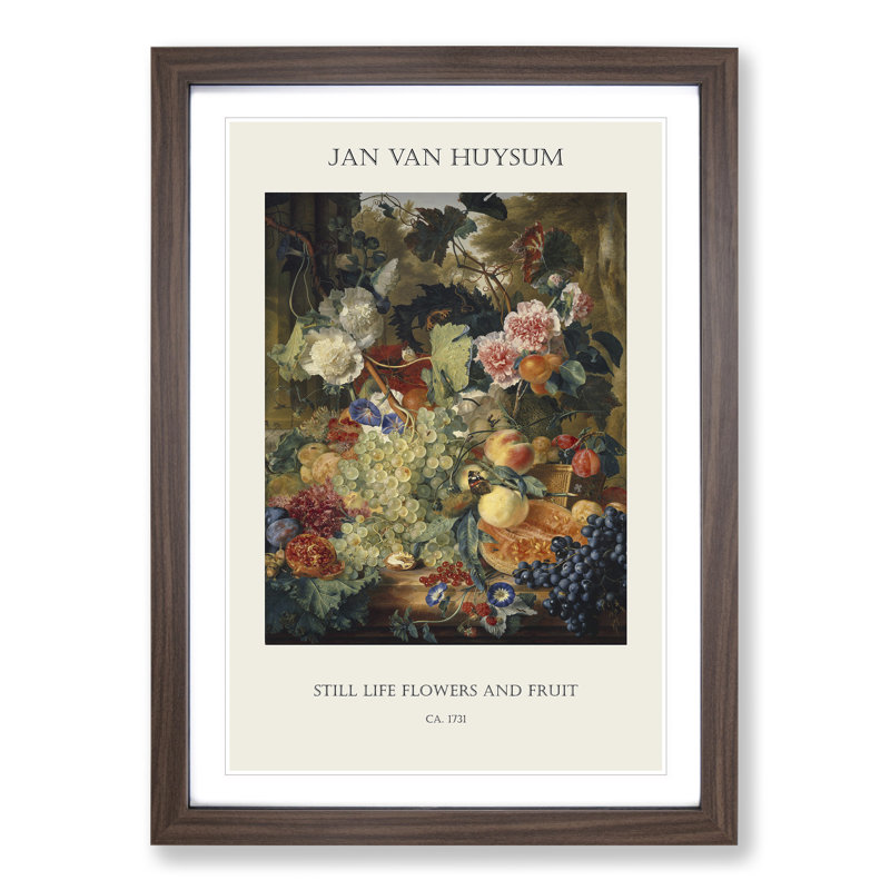 Still Life With Flowers And Fruit Vol.1 by Jan Van Huysum - Single Picture Frame Print, Walnut Framed