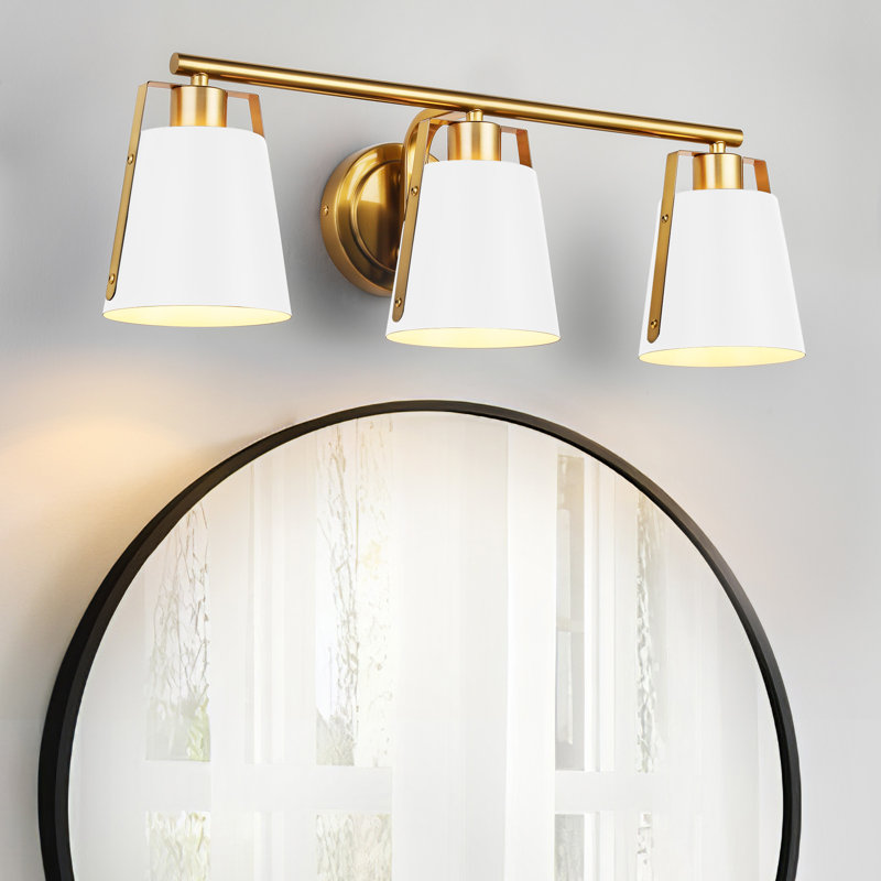 Éclairage pour salle de bain 3 lumières, Blanc doré