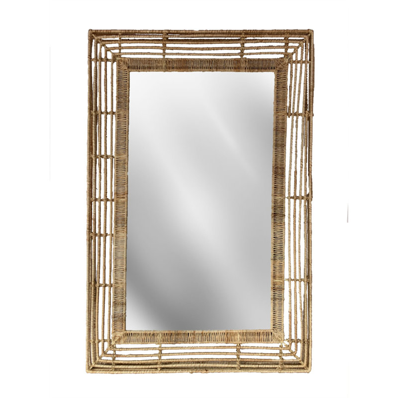 Beehive Flat Jute Beveled Wall Mirror