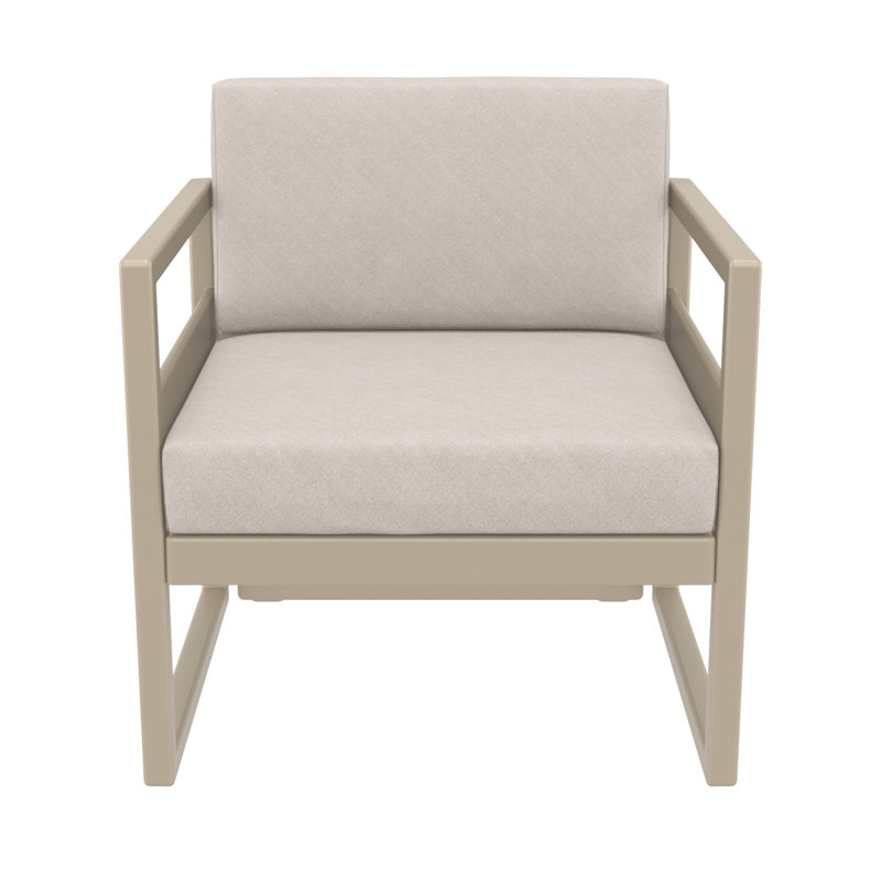 Chaise de patio avec coussins Lane, Taupe, Toile lin Sunbrella®