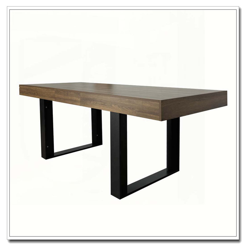 Table de salle à manger rectangulaire extensible pour 6 à 10 personnes en bois effet vieilli et noir de 160 à 200 cm