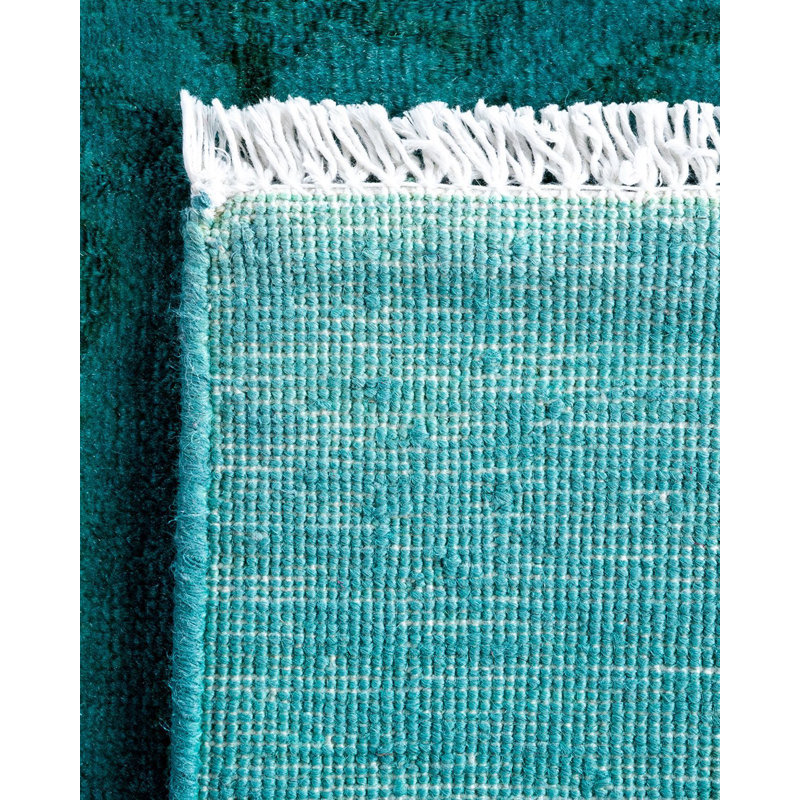 Tapis de couloir unique noué à la main Vibrance - bleu, 2 pi 7 po x 16 pi 2 po