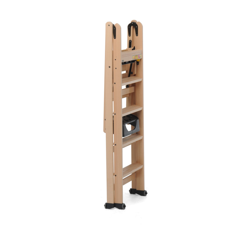 5 - Step Wood Small Step Ladder, Beige