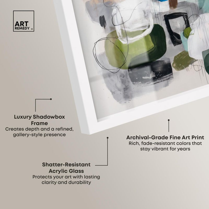 Art mural moderne Tectonic Plates II Shadowbox par Art Remedy, cadre blanc, 17 x 17, Cadre blanc, H 17 po x l 17 po