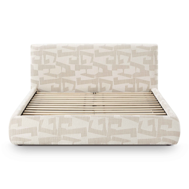 Grand lit Keyshawn à motif jacquard crème