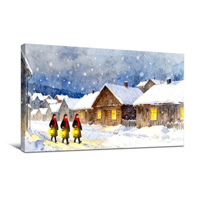 Christmas Winter Village Snowfall Lanterns Walkers Houses