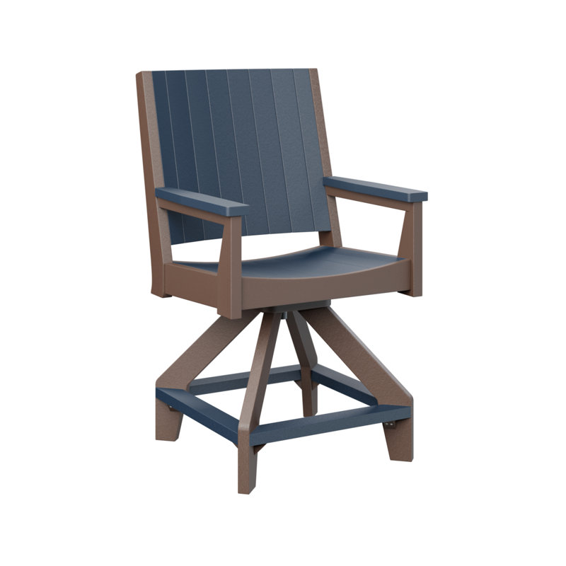Mayhew Outdoor Bar Stool, Chocolate Brown, Navy Blue