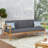 3 Seater Acacia Wood Outdoor Sofa with Water-Resistant Cushions and Slat Design for Elegant Patio Seating