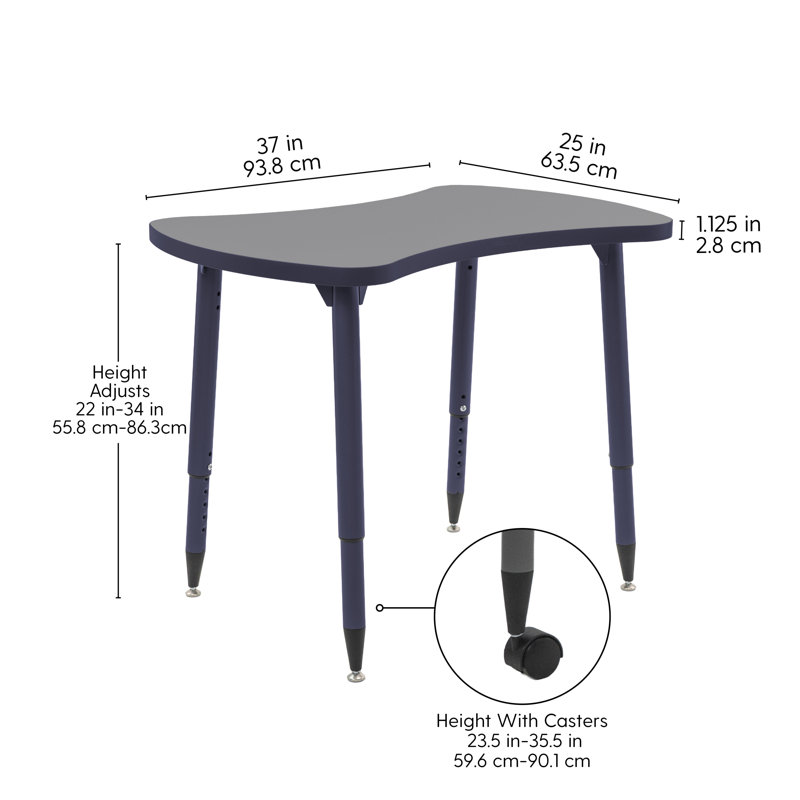 Table d'activité thermofusionnée avec pieds fuselés réglables Adapte 25 x 37, Mer du nord, Mer du nord