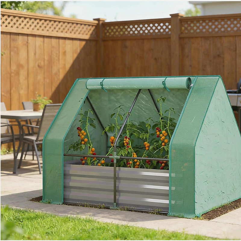 Raised Garden Bed,Mini Greenhouse,2-in-1 Raised Planter Greenhouse, Green