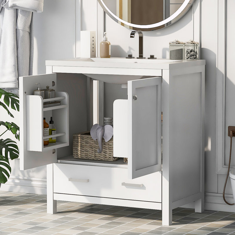Ensemble de meuble-lavabo simple 30 po avec plateau Corabeth, Blanc