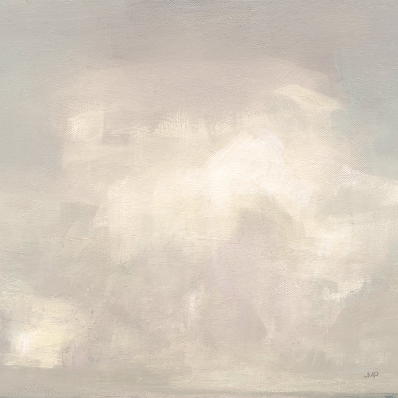 Ashore Clouds Neutral by Julia Purinton - Painting, 81 cm H x 122 cm W, Black Floater Framed