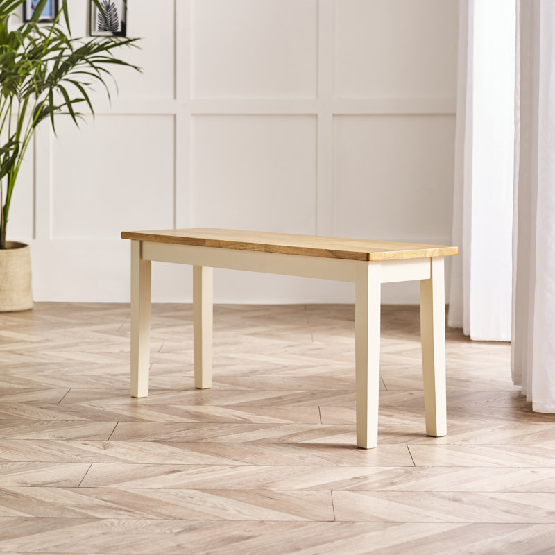 Alcazar Solid Wood Dining Bench - Traditional Rustic Farmhouse Kitchen Style, 17.7" H x 37.4" W x 11.8" D, Oak/Cream