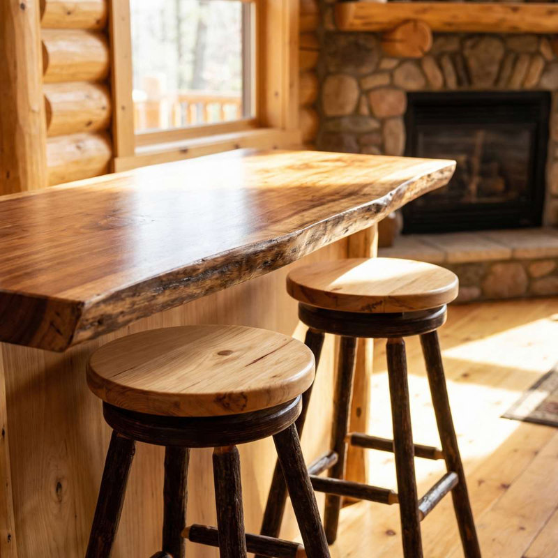 Tabouret de bar rond Hickory Fireside Lodge - assise en bois - espresso - l 18 po x P 18 po, Espresso