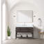 Meuble-lavabo simple en chêne brun 48 po X P 22 po D, avec plateau en marbre de Carrare-117970878