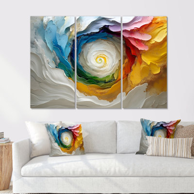 Blanc et couleurs Vortex Of Life II - Ensemble de décorations murales spirales abstraites