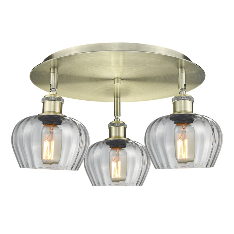 Bergeman Glass Flush Mount, Antique Brass, Clear
