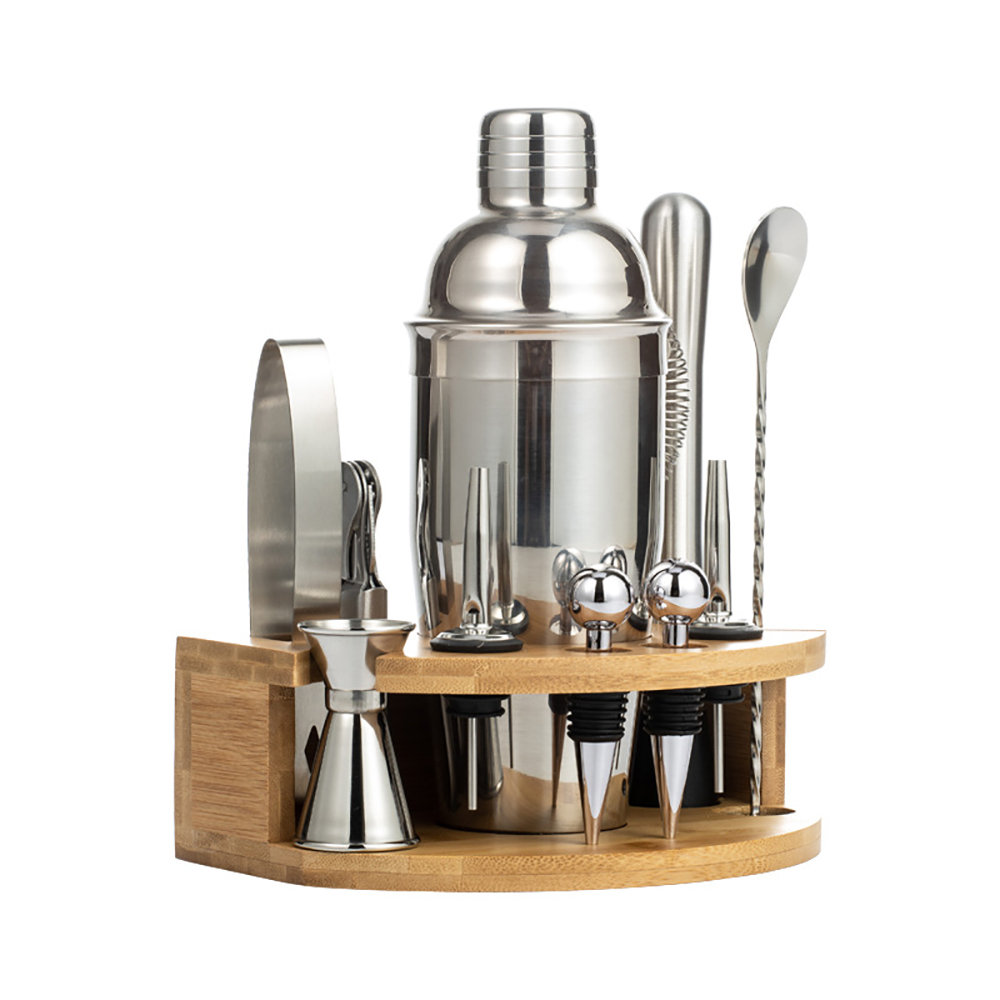 Prep & Savour Stainless Steel Cocktail Shaker Set With Stand - 15