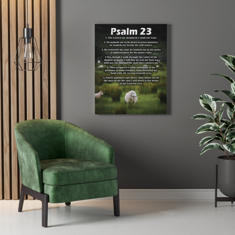 «The Lord Is My Shepherd Psalm 23», art textuel sur toile tendue, H 30 po x l 24 po x P 1,25 po