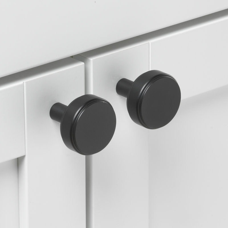 1-1/2" Diameter Solid Smooth Round Cabinet Knob, Matte Black