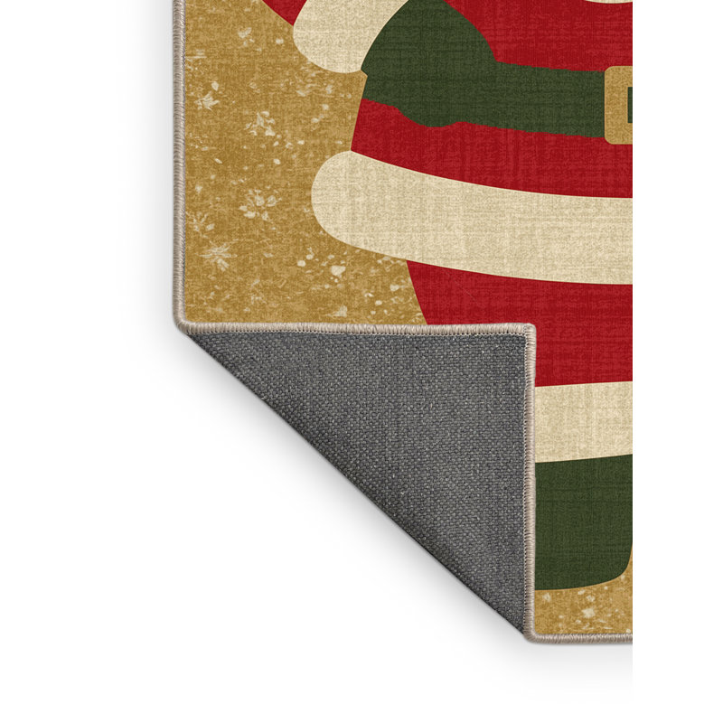 Soft Plush Faust Christmas Modern & Contemporary Abstract Area Rug in Brown – Beige Binding, 2x5