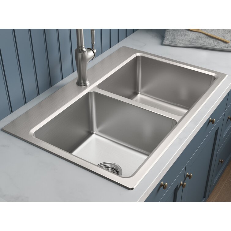 Kohler Prologue 33-In X 22-In X 9-In Top-Mount/Undermount Double-Equal  Kitchen Sink  Reviews Wayfair Canada