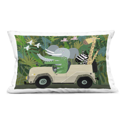 Jungle Safari Critters Decorative Printed Throw Pillow, design by Carla Daly