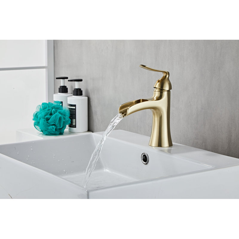 Single-Hole Single-handle Bathroom Faucet with Drain Assembly, Matte Gold