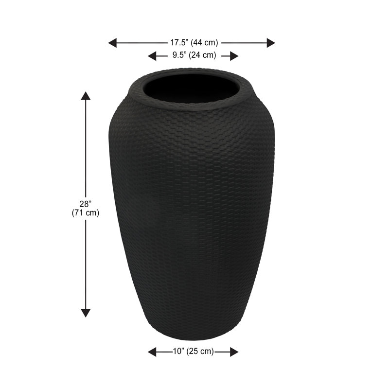 Jardinière en osier, H 28 po x l 17,5 po x P 17,5 po, Noir