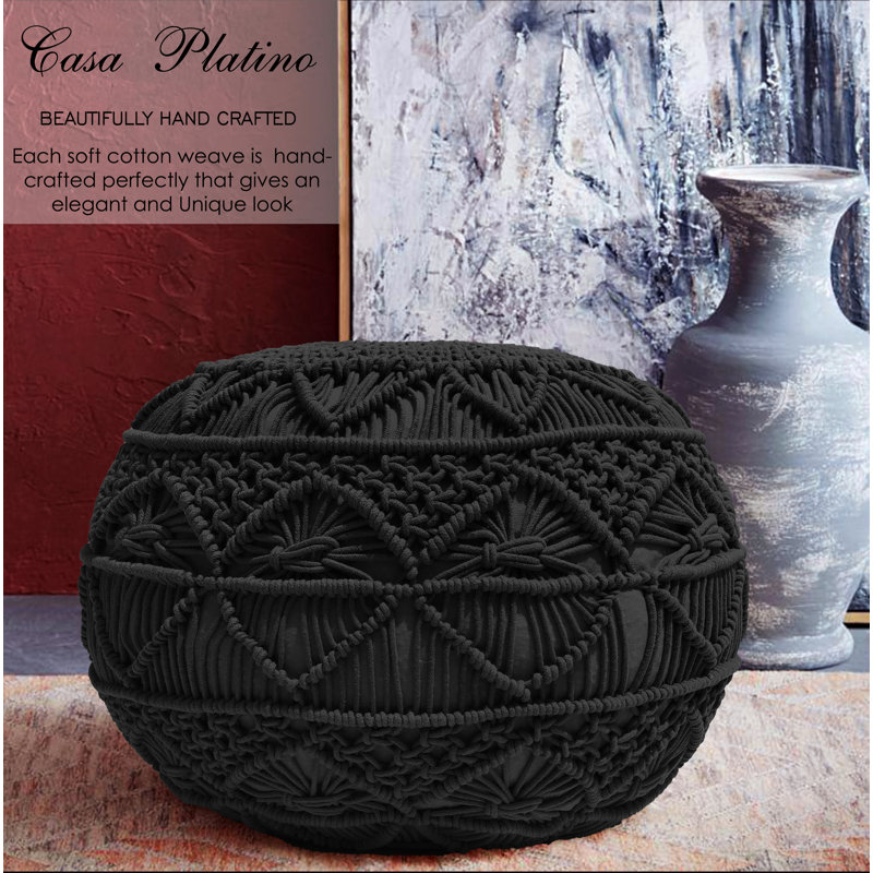 Pouf rond 20 po, Noir, noir, noir, noir