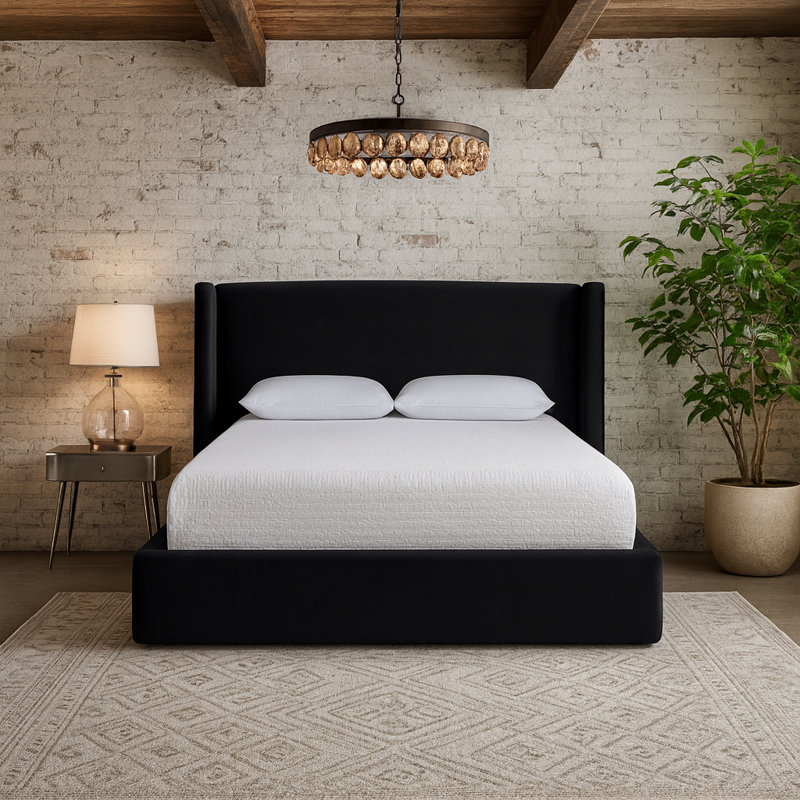 Lit tapissier Kendall Wanaque, Double, Velours noir